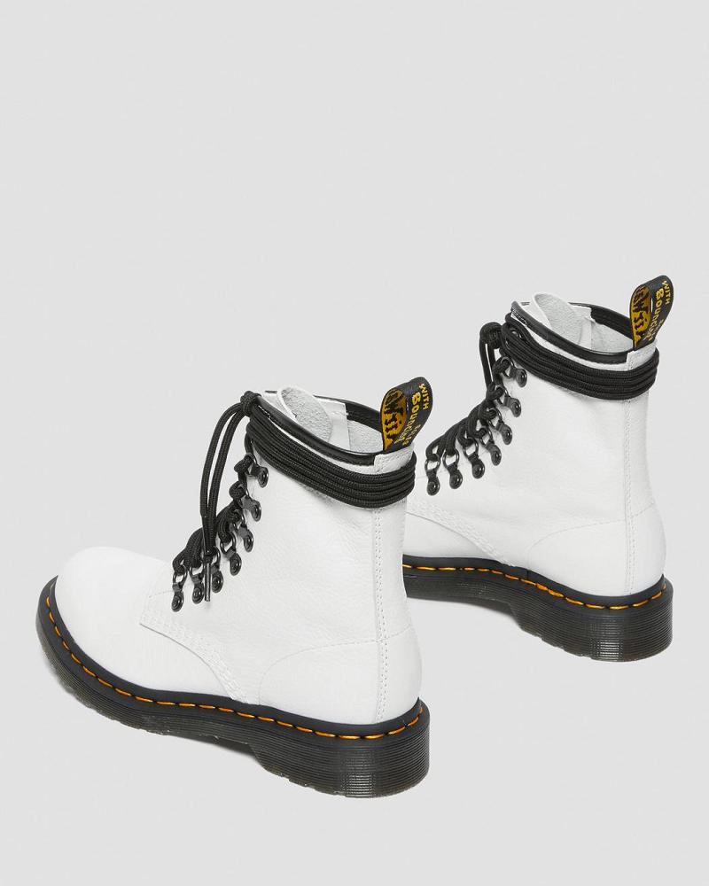 Dr Martens 1460 Laced Virginia Læder Snørestøvler Dame Hvide | DK 167WNB